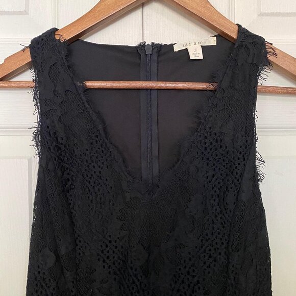 Miami Black Eyelash Edge Lace Sleeveless Fit & Flare Cocktail Mini Dress Small - Picture 3 of 10